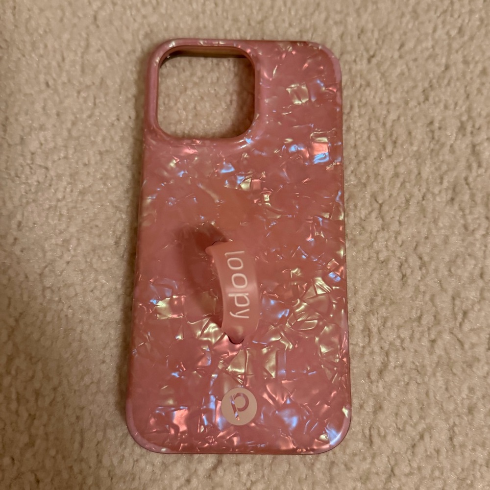 Loopy Original-iPhone 14 Pro Max Phone Case in Pink Opal Shell Iridescent